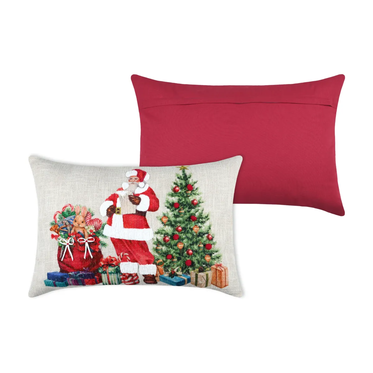 Cuscino di Natale rettangolare cotone (40 x 60 cm) Babbo Natale Rosso