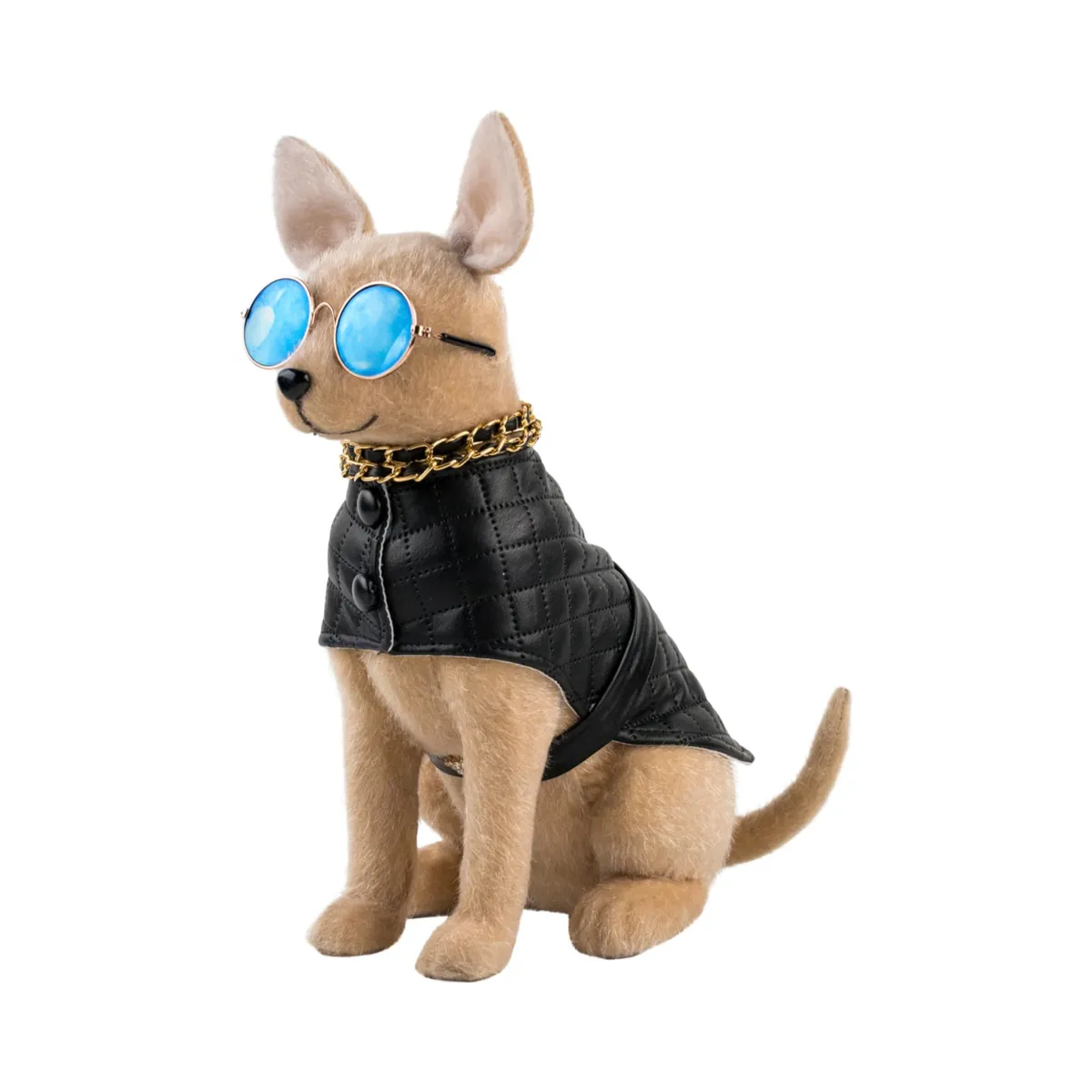 Cane di Natale in pelle (H28 cm) Brandon l'americano Marrone chiaro