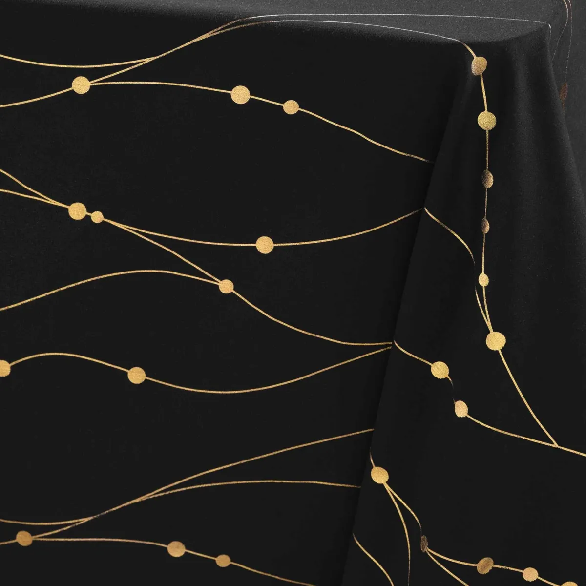 Tovaglia di Natale rettangolare anti macchia (140 x 240 cm) Firmament Nero e dorato