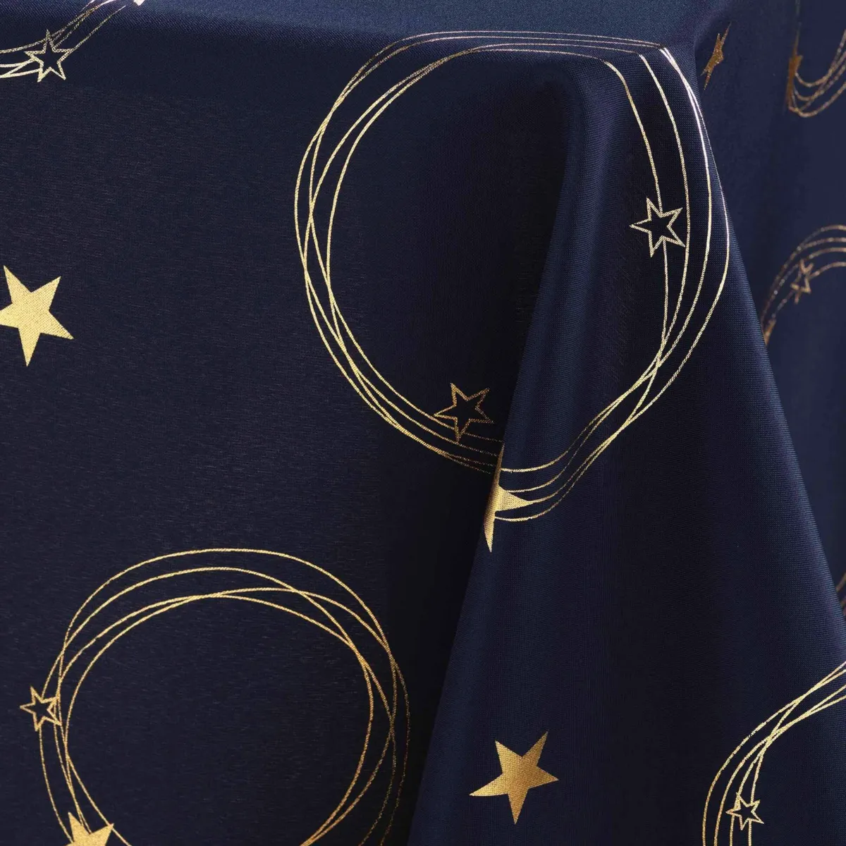Tovaglia di Natale rettangolare anti macchia (150 x 300 cm) Star Blu navy e dorato