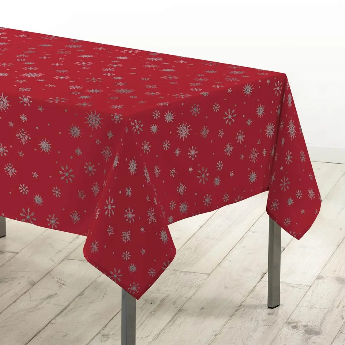 Tovaglia rettangolare anti macchia per periodo natalizio (140 x 240 cm) Astrelia Rosso e argento