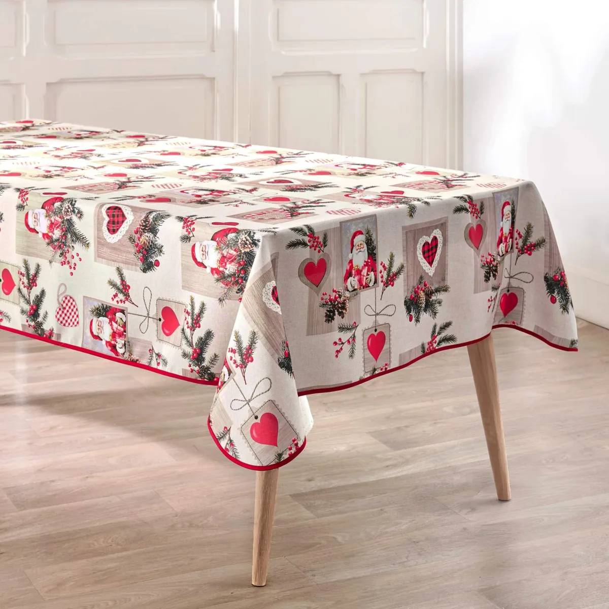 Tovaglia rettangolare effetto anti macchia (150 x 240 cm) Santa Rosso