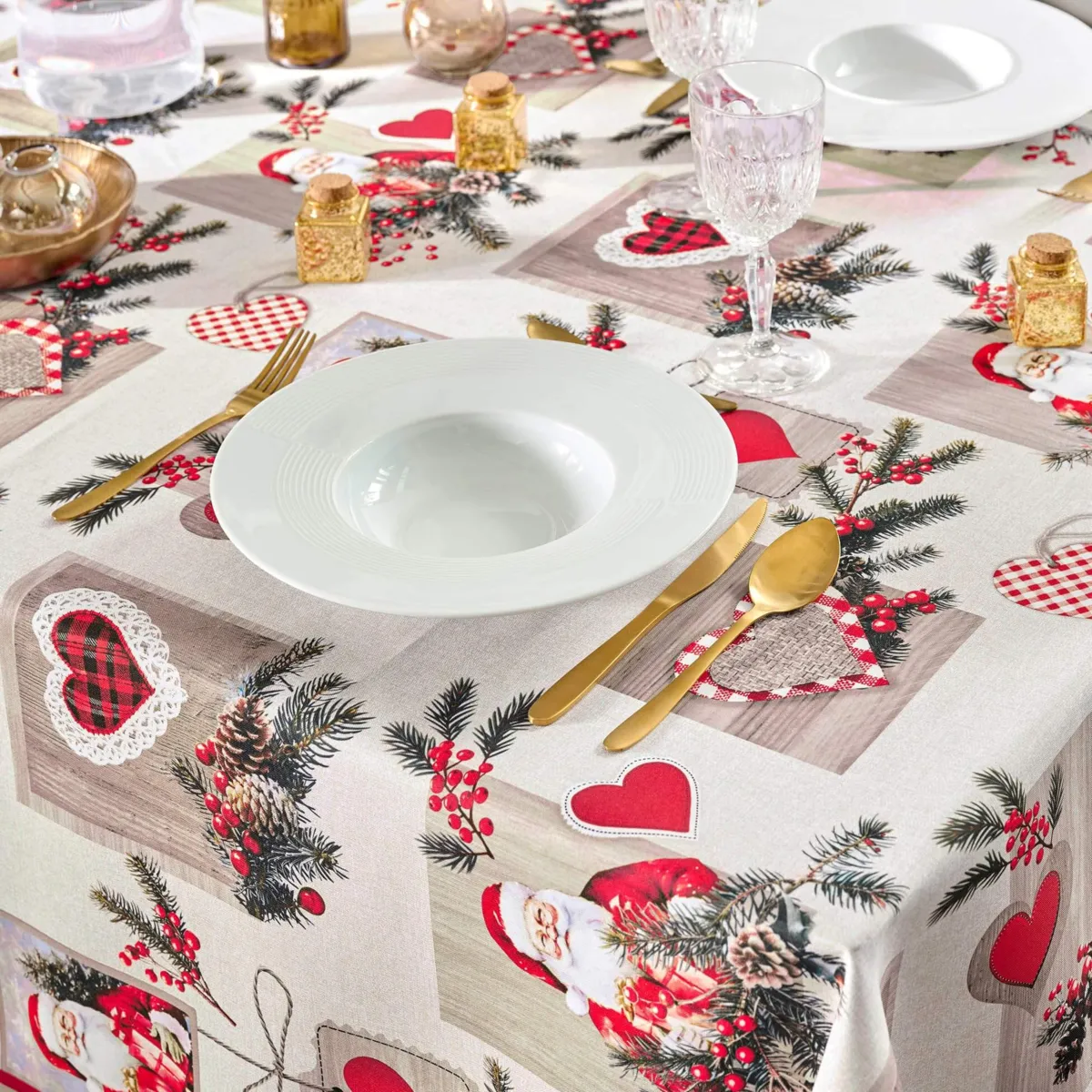 Tovaglia rettangolare effetto anti macchia (150 x 240 cm) Santa Rosso