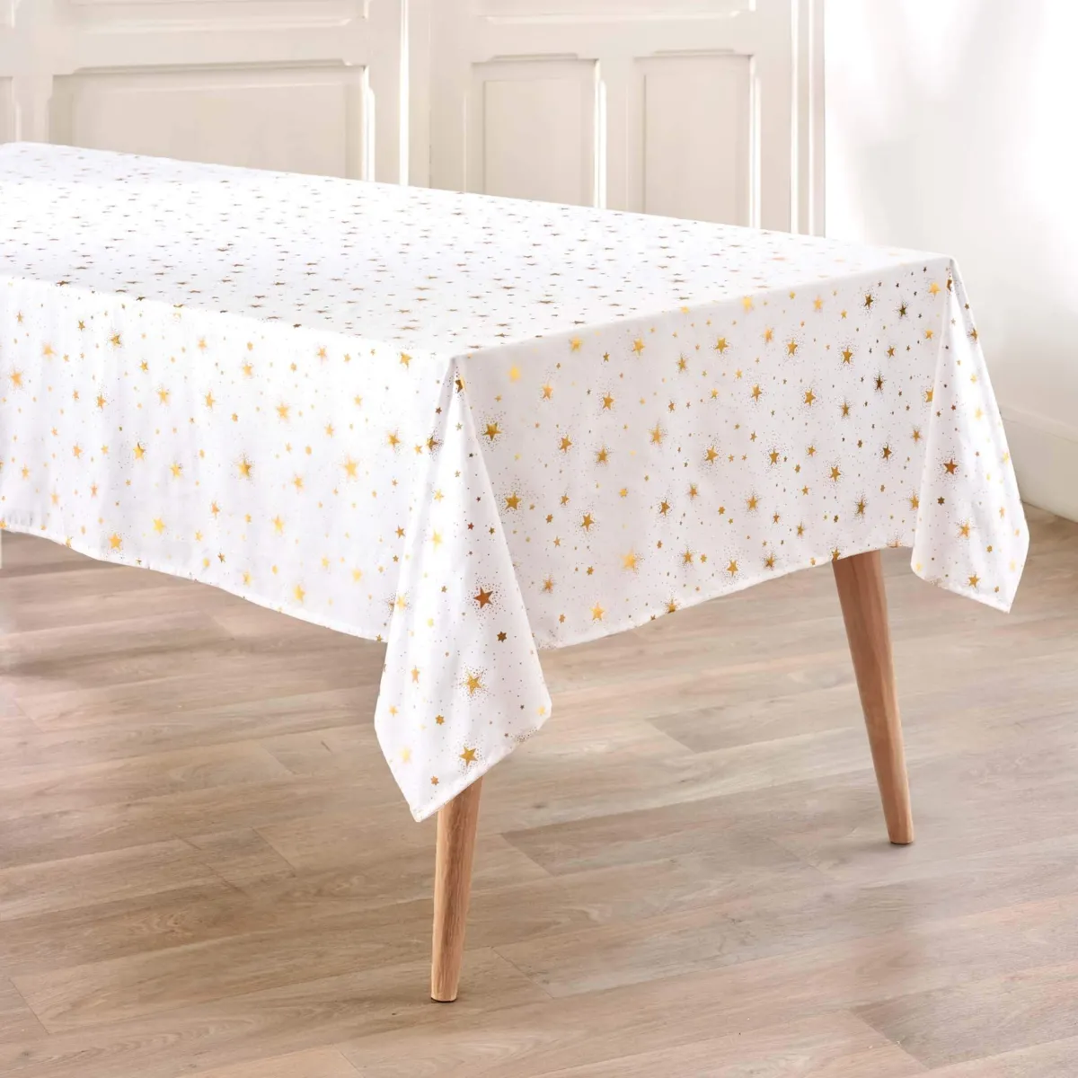 Tovaglia rettangolare anti macchia di Natale (140 x 240 cm) Comete Bianco e oro