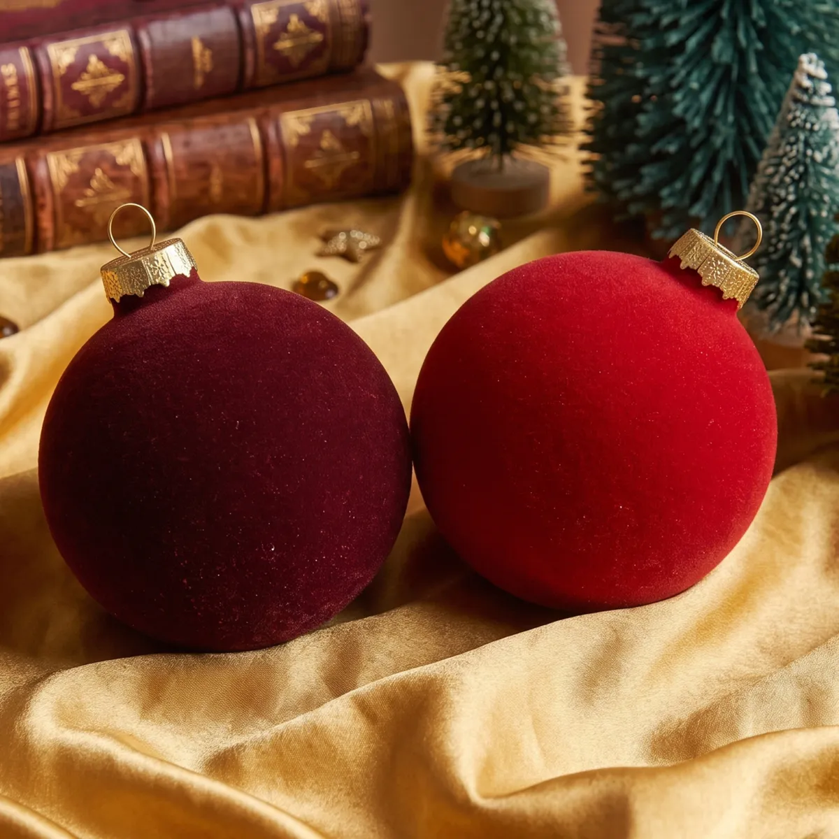 Set di 6 palline in vetro (D80 mm) Velluto Rosso e bordeaux