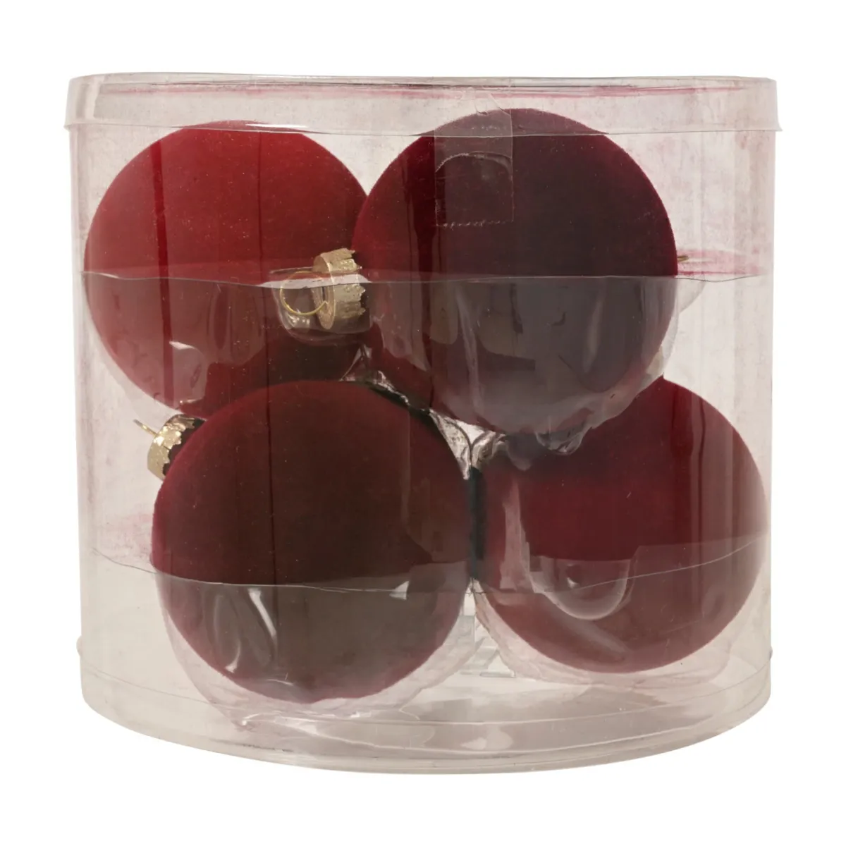 Set di 6 palline in vetro (D80 mm) Velluto Rosso e bordeaux