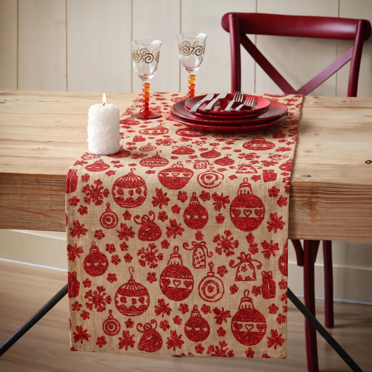 Runner da tavola Palline Rosso