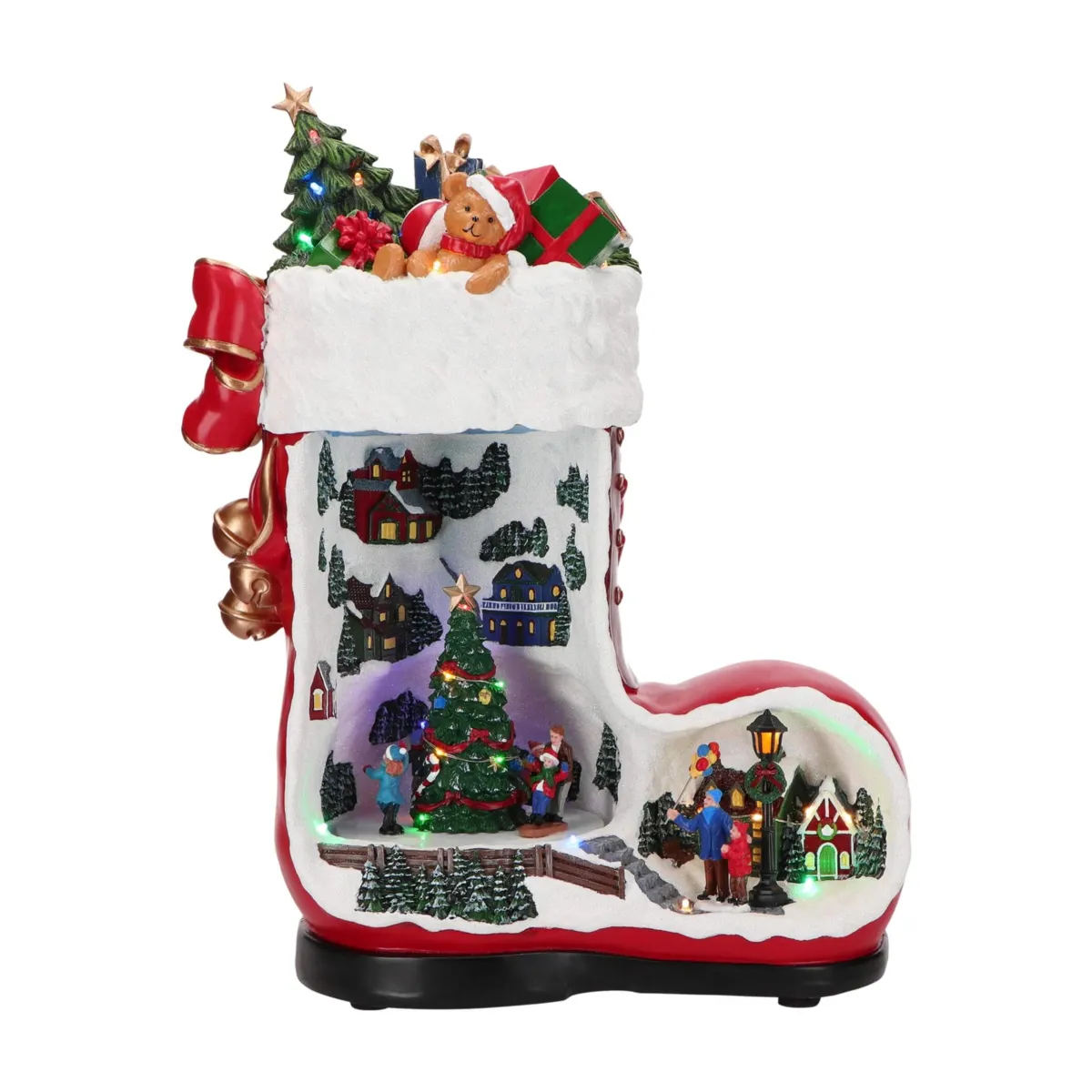Stivale di Babbo Natale luminoso e animato (H43 cm) Villaggio incantato