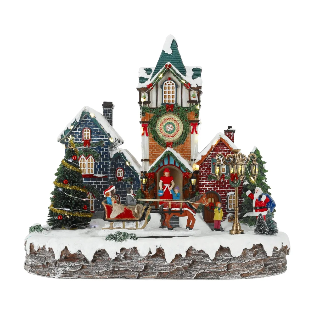 Villaggio di Natale luminoso (H36 cm) Il Villaggio dell'Orologio