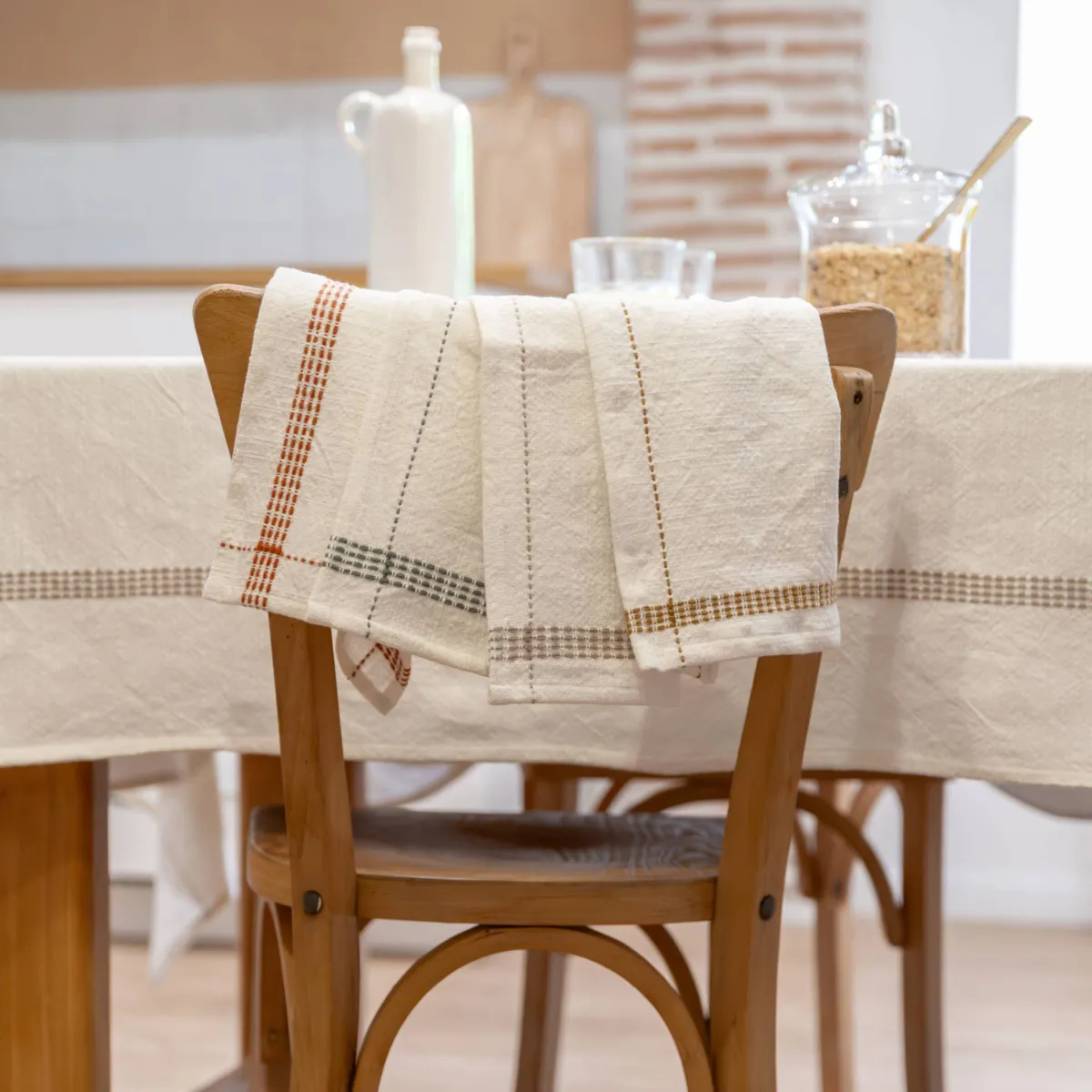 Set di 3 asciugamani in cotone (40 x 40 cm) Lana Corda