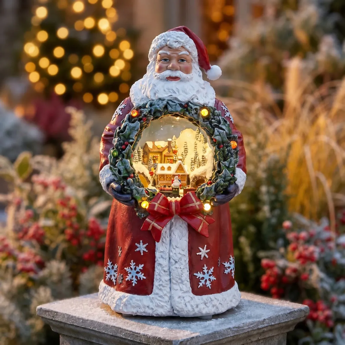 Babbo Natale luminoso e animato (H30 cm) Santa e il suo trenino