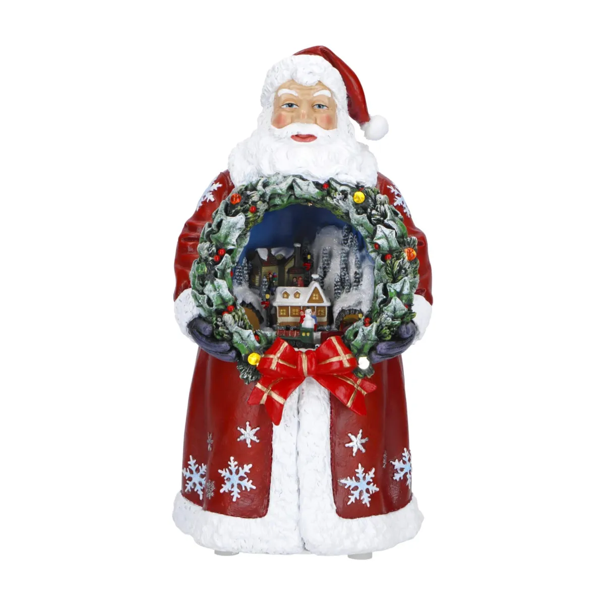 Babbo Natale luminoso e animato (H30 cm) Santa e il suo trenino