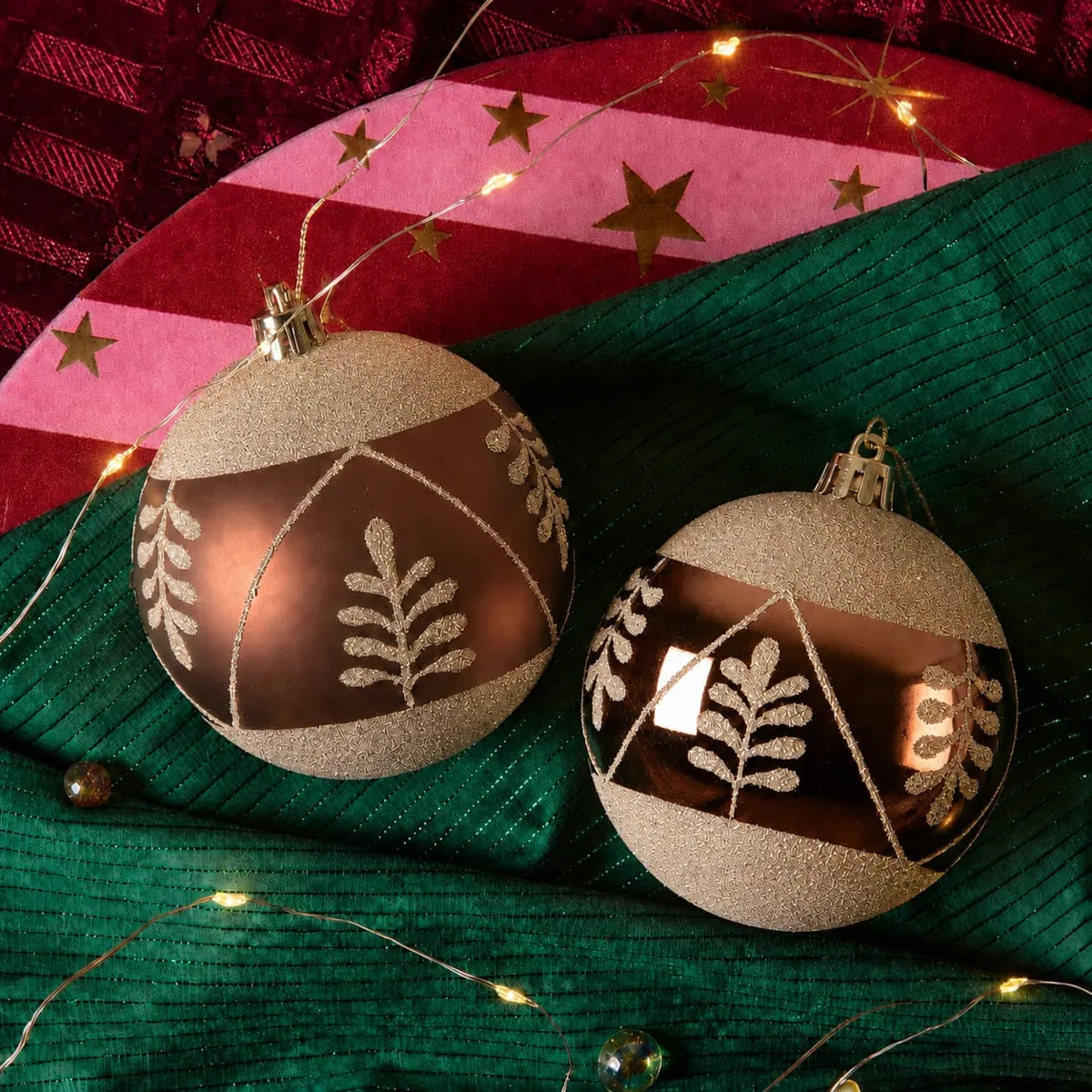 Set di 12 palline di Natale (D80 mm) Eleganza Marrone caffè
