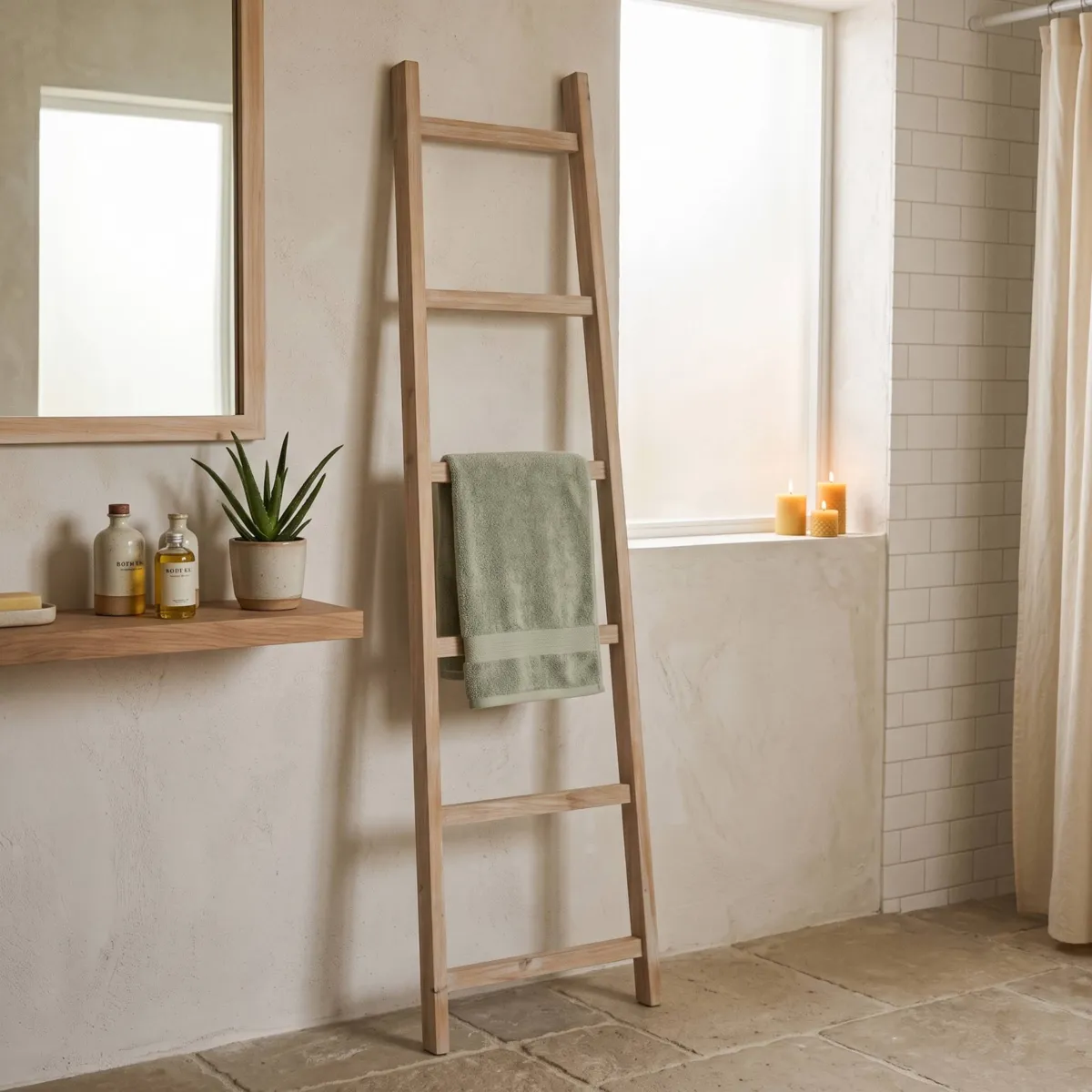Scala porta asciugamani da parete in legno (H186,7 cm) Arbo Naturale