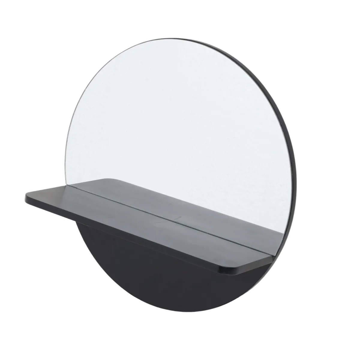 Specchio da parete e mensola in legno (45,7 cm) Olya Nero