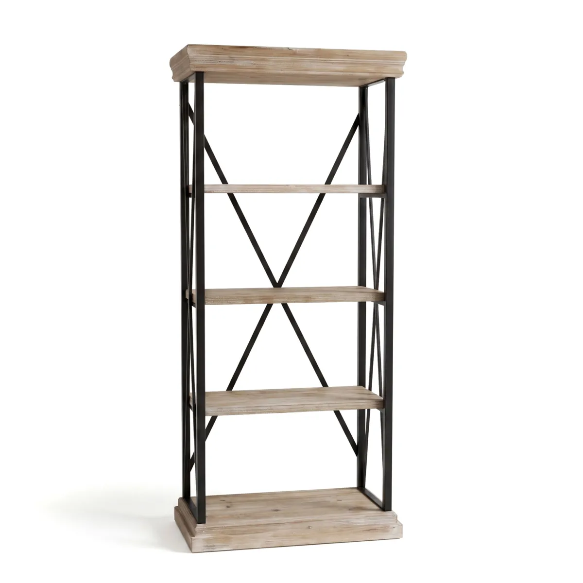 Scaffale 4 livelli legno e metallo piccolo modello (H142 cm) Otis Naturale