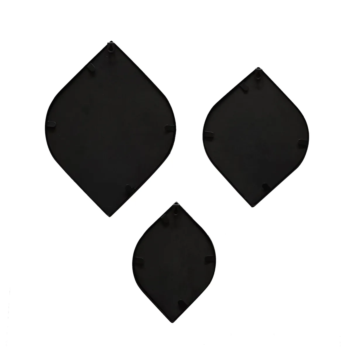 Set di 3 specchi da parete in metallo (H39 cm) Enzo Nero