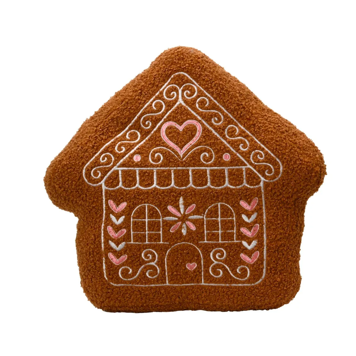 Cuscino di Natale quadrato effetto screpolato (38 x 38 cm) Casa ricamata Cioccolato
