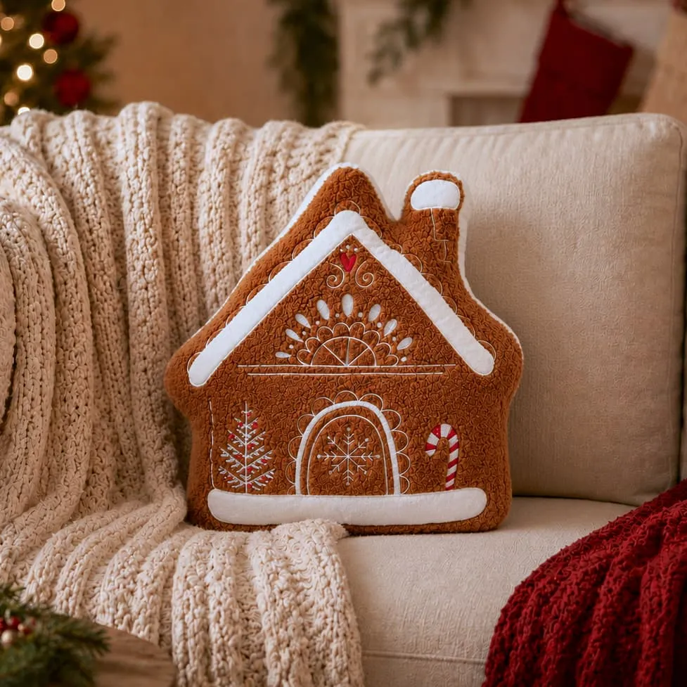 Cuscino natalizio casa (43 x 40 cm) Ginger Caramel