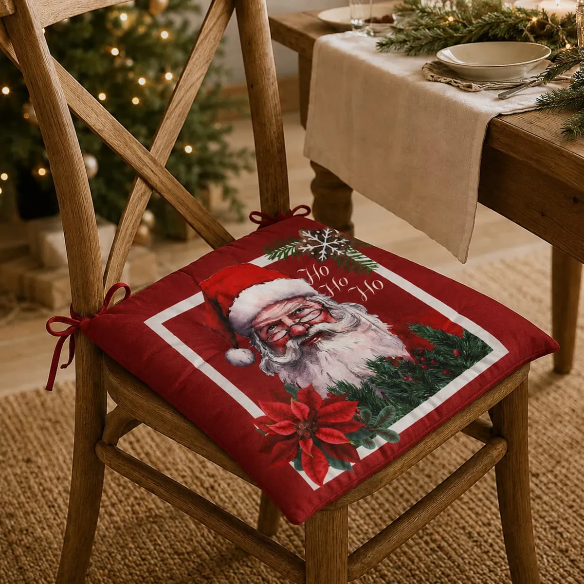 Cuscino per sedia di Natale (38 x 38 cm) Christmas Bordeaux
