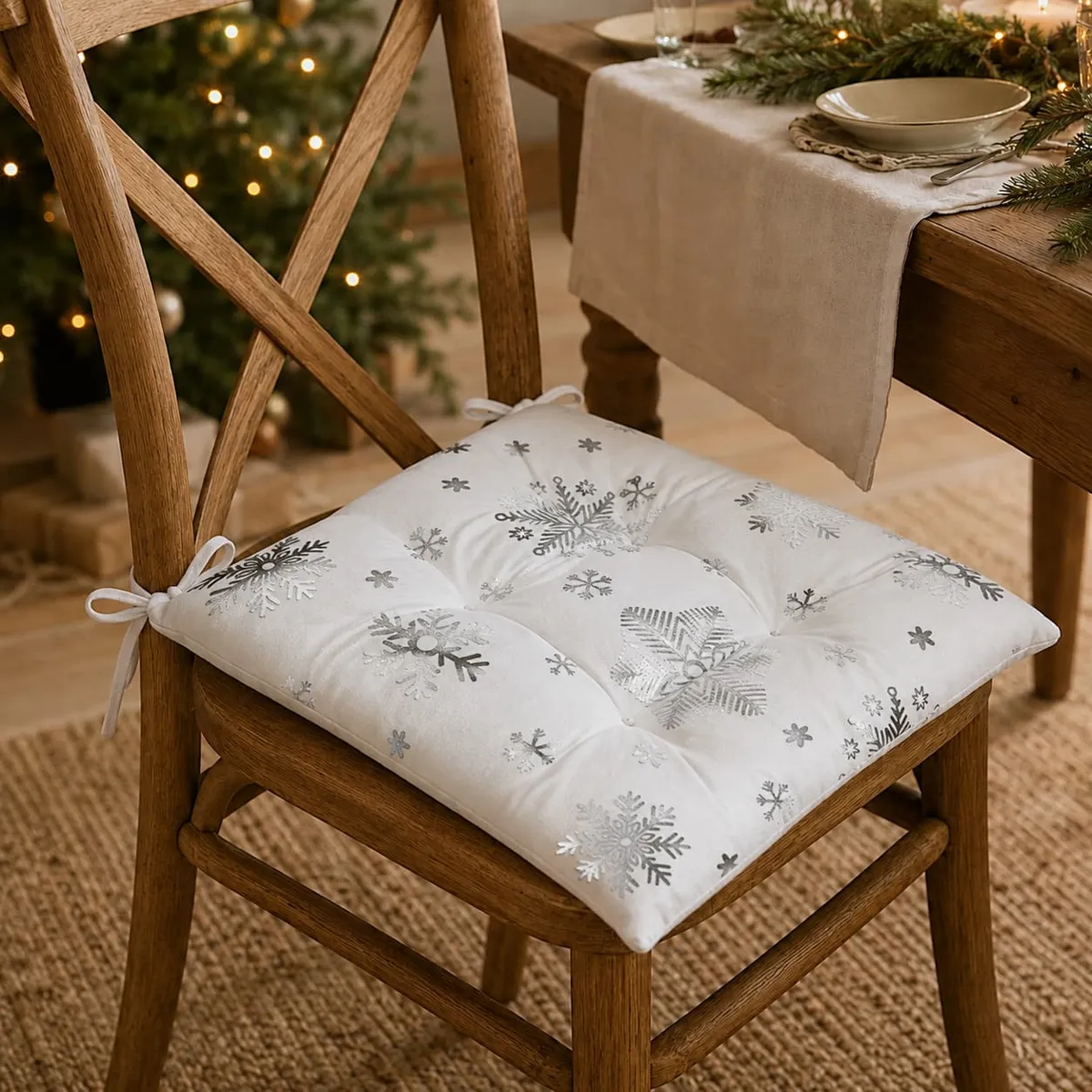 Cuscino per sedia di Natale (38 x 38 cm) Christmas Argento