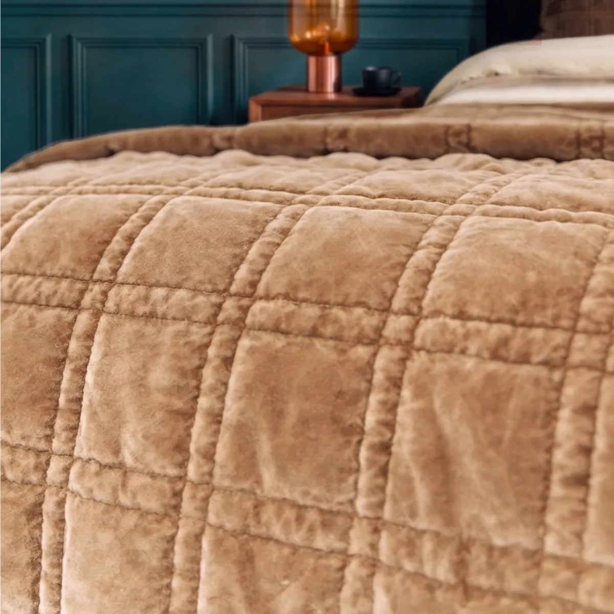 Copri letto in velluto a coste (260 x 240 cm) Livia Camel