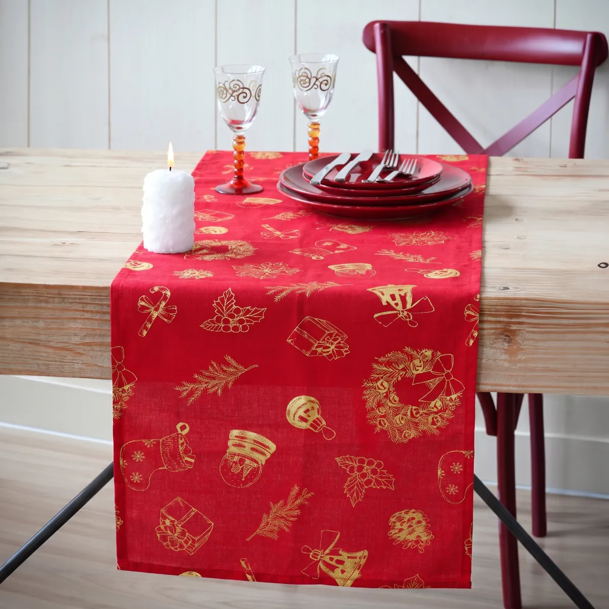 Runner da tavola Fantasie dorate Rosso