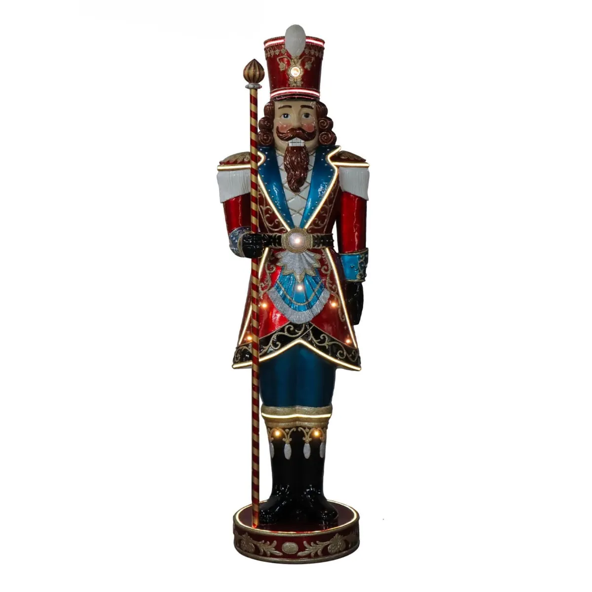 Soldato Schiaccianoci luminoso Gigante 20 LED (H183 cm) Georges Imperiale Blu e rosso