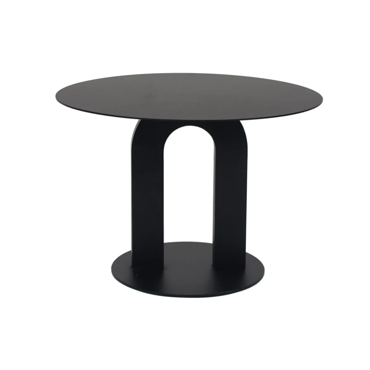 Tavolino rotondo in metallo (H35cm) Zelya Nero