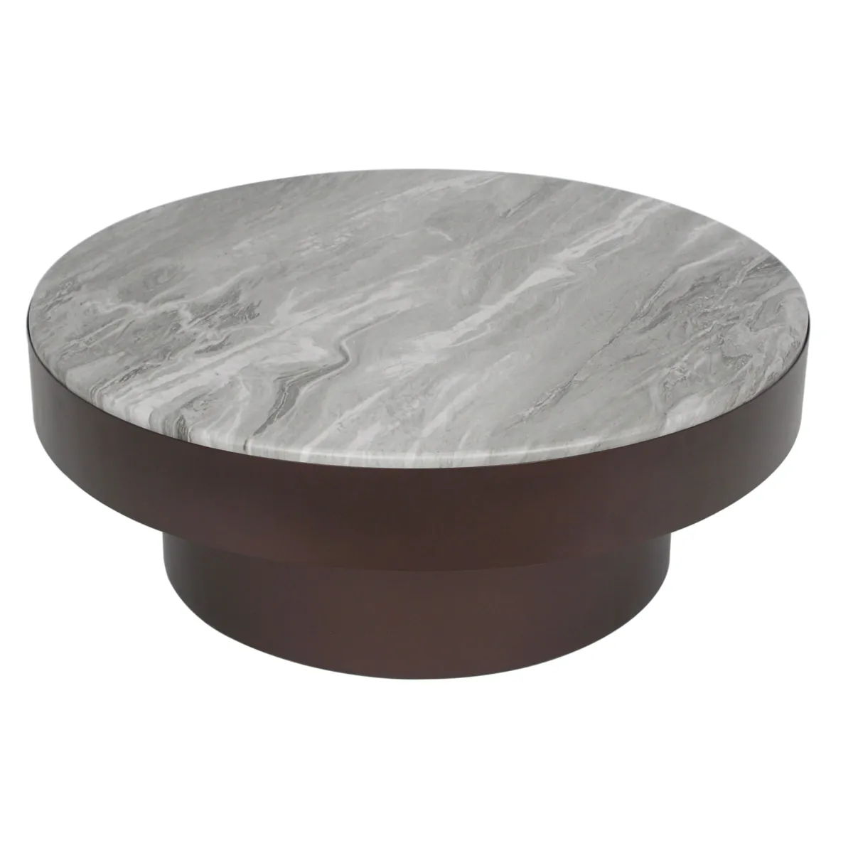 Tavolino rotondo in metallo (H30 cm) Eloa Marrone