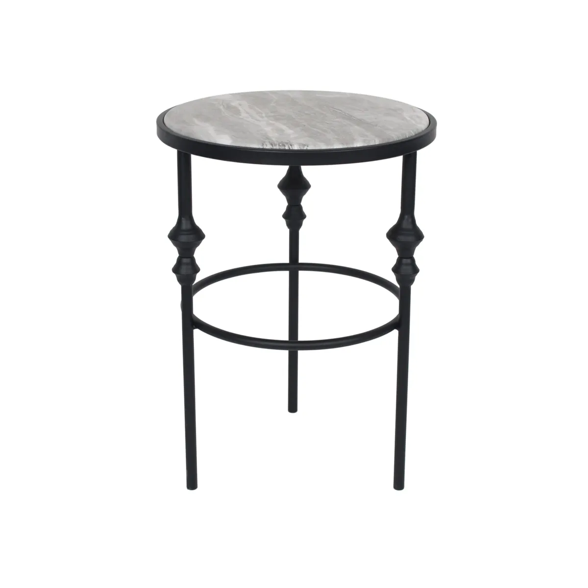 Tavolino d'appoggio rotondo in metallo (H55 cm) Mace Nero