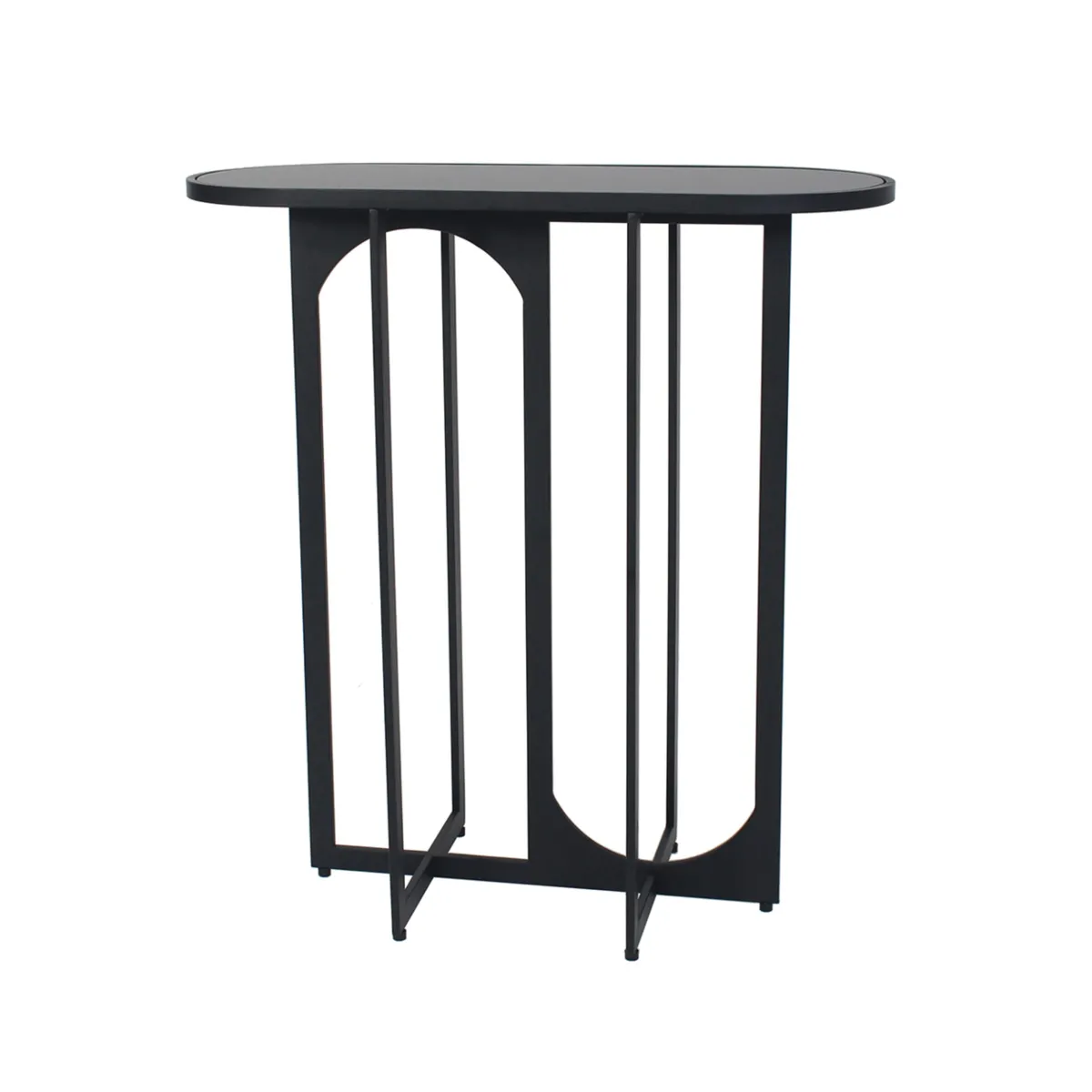 Consolle in metallo e vetro (L80 cm) Lony Nera