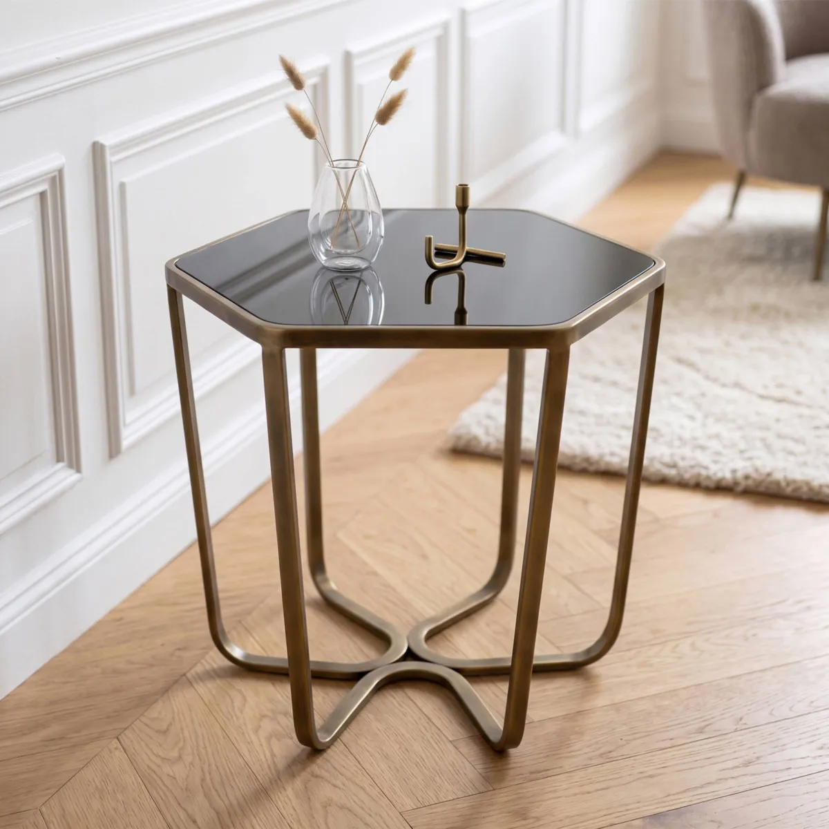 Tavolino in metallo (H50 cm) Neys Oro