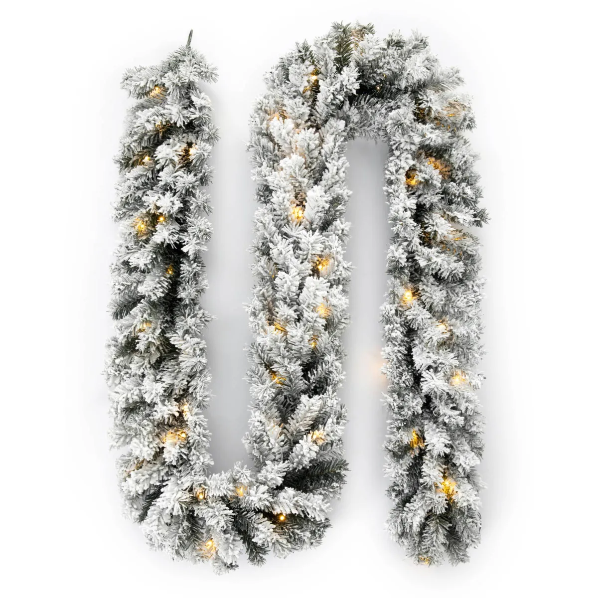 Guirlande de sapin lumineuse (300 cm - D25) Royal Vert enneigé et Blanc chaud