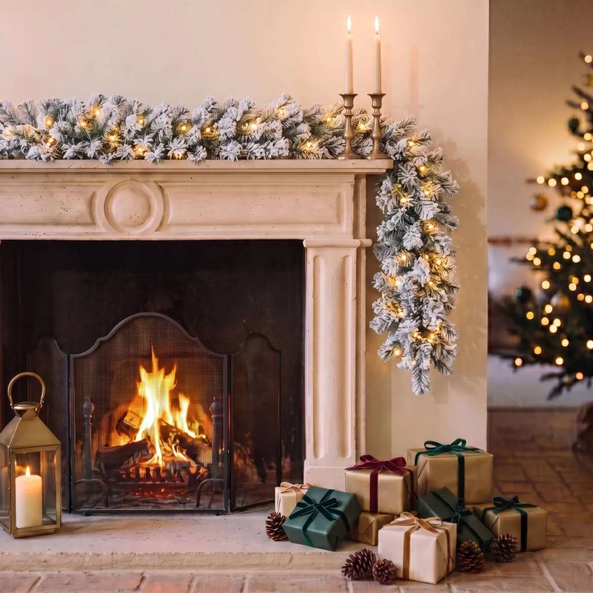 Ghirlanda luminosa di abete (180 cm - D25) Royal Verde innevato e bianco caldo