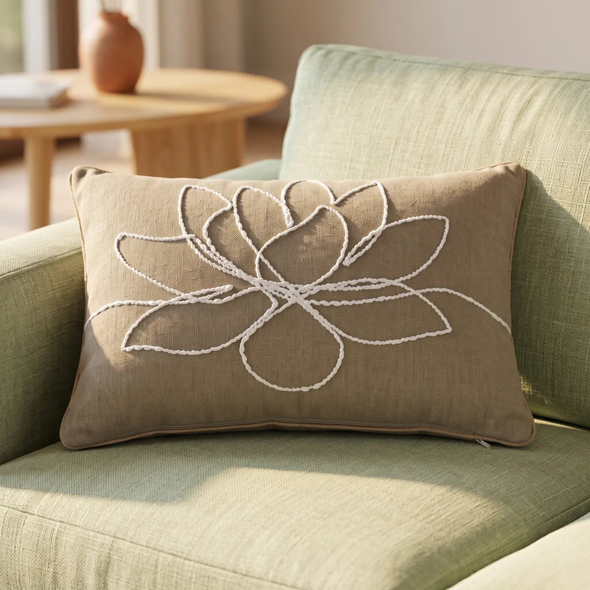 Cuscino rettangolare in tessuto riciclato (40 x 60 cm) Zen Tortora