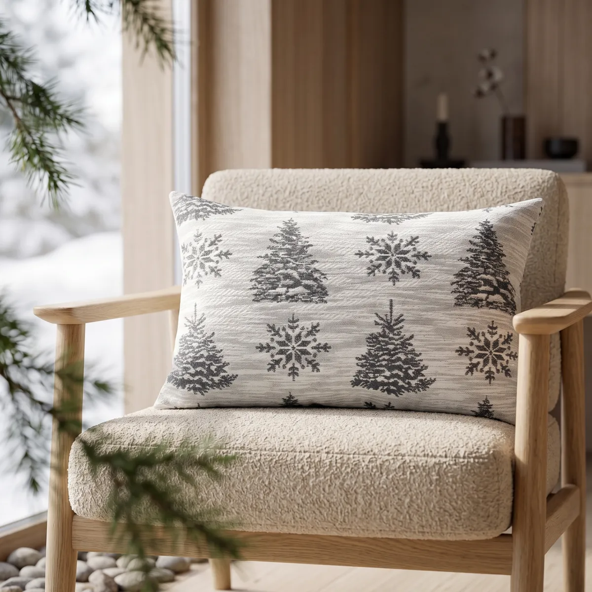 Cuscino rettangolare cotone (40 x 60 cm) Woody Grigio