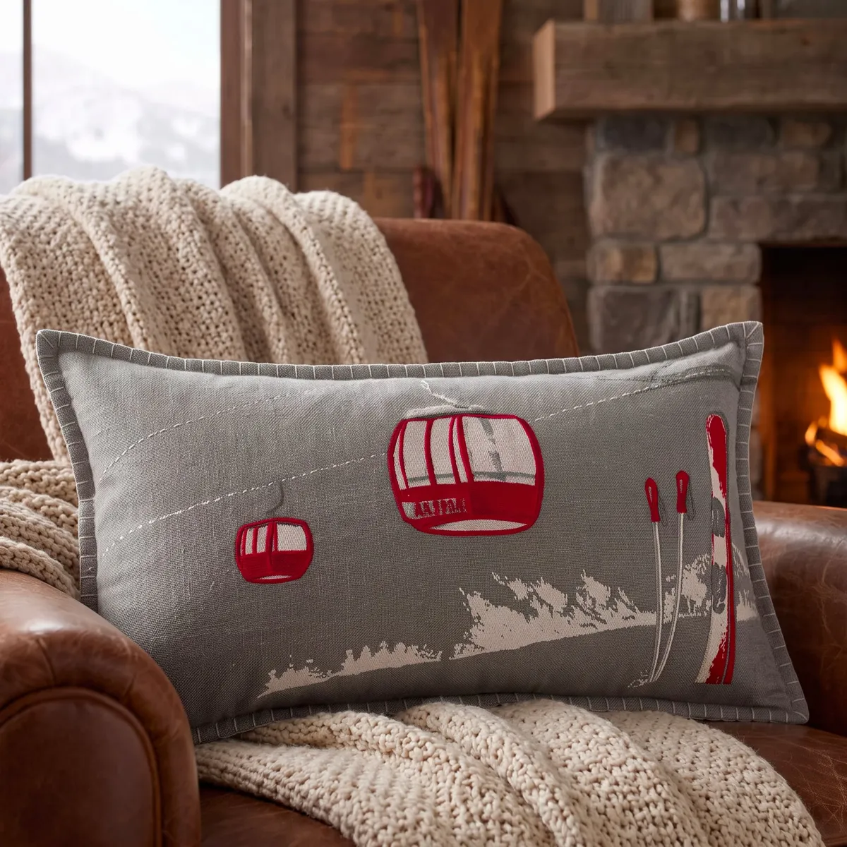 Cuscino rettangolare in cotone (35 x 60 cm) Villard Grigio