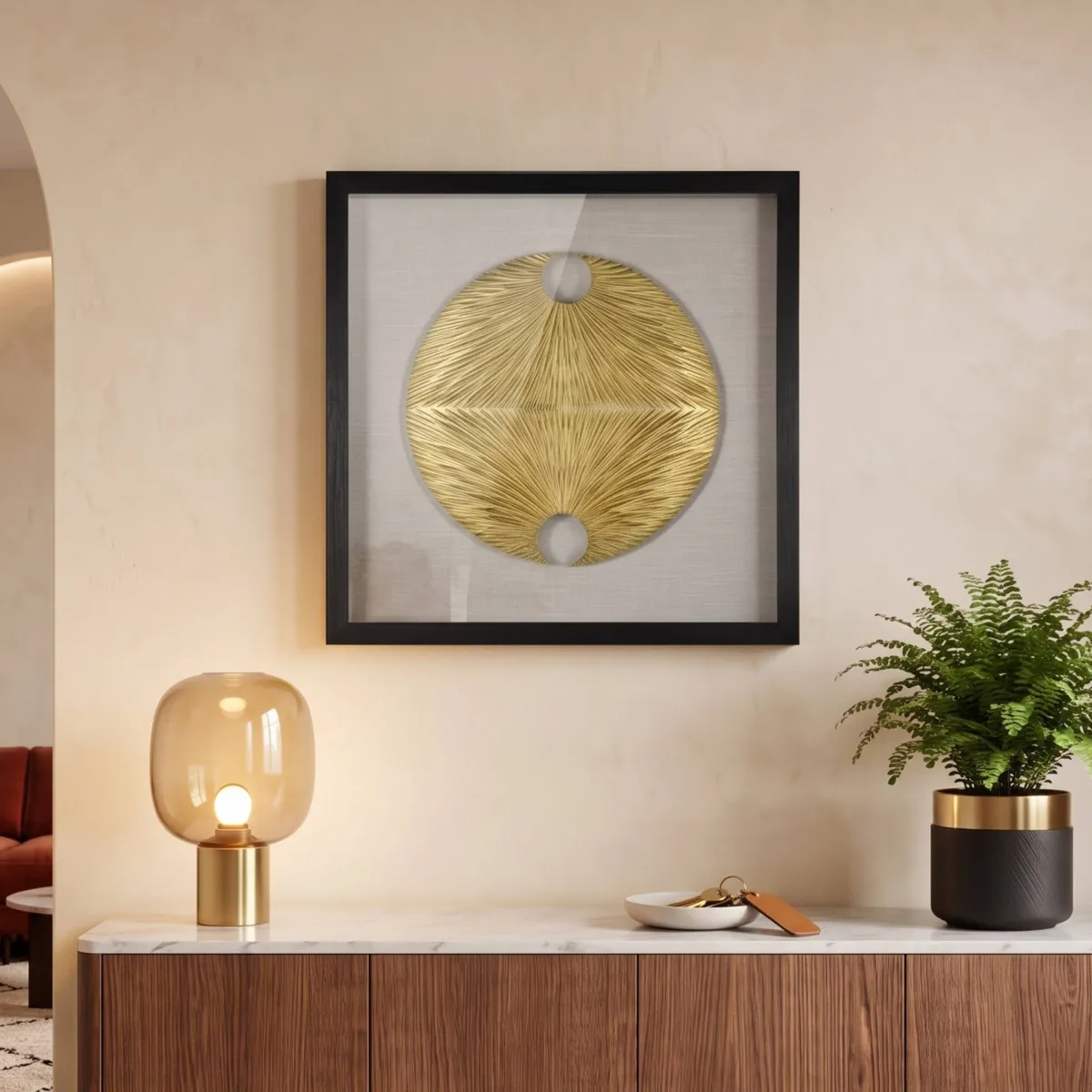Quadro decorativo in rilievo in legno (60 x 60 cm) Alya Oro