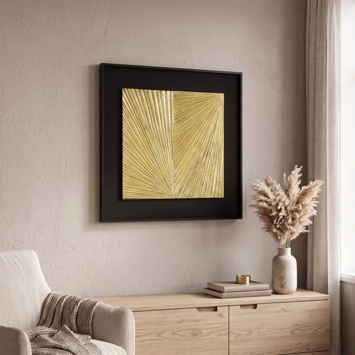 Quadro decorativo in rilievo in legno (60 x 60 cm) Tolar Oro