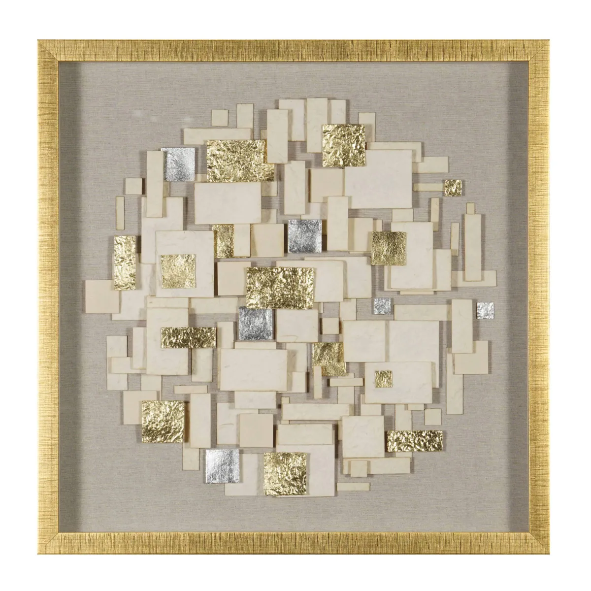 Quadro decorativo rilievo in carta (60 x 60 cm) Adhara Argento