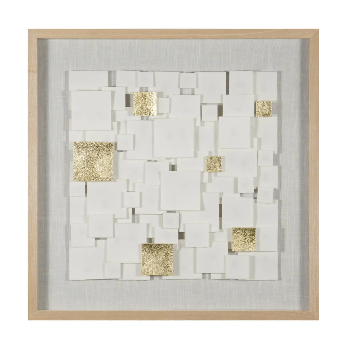 Quadro decorativo rilievo in tessuto (80 x 80 cm) Eltan quadrato Bianco
