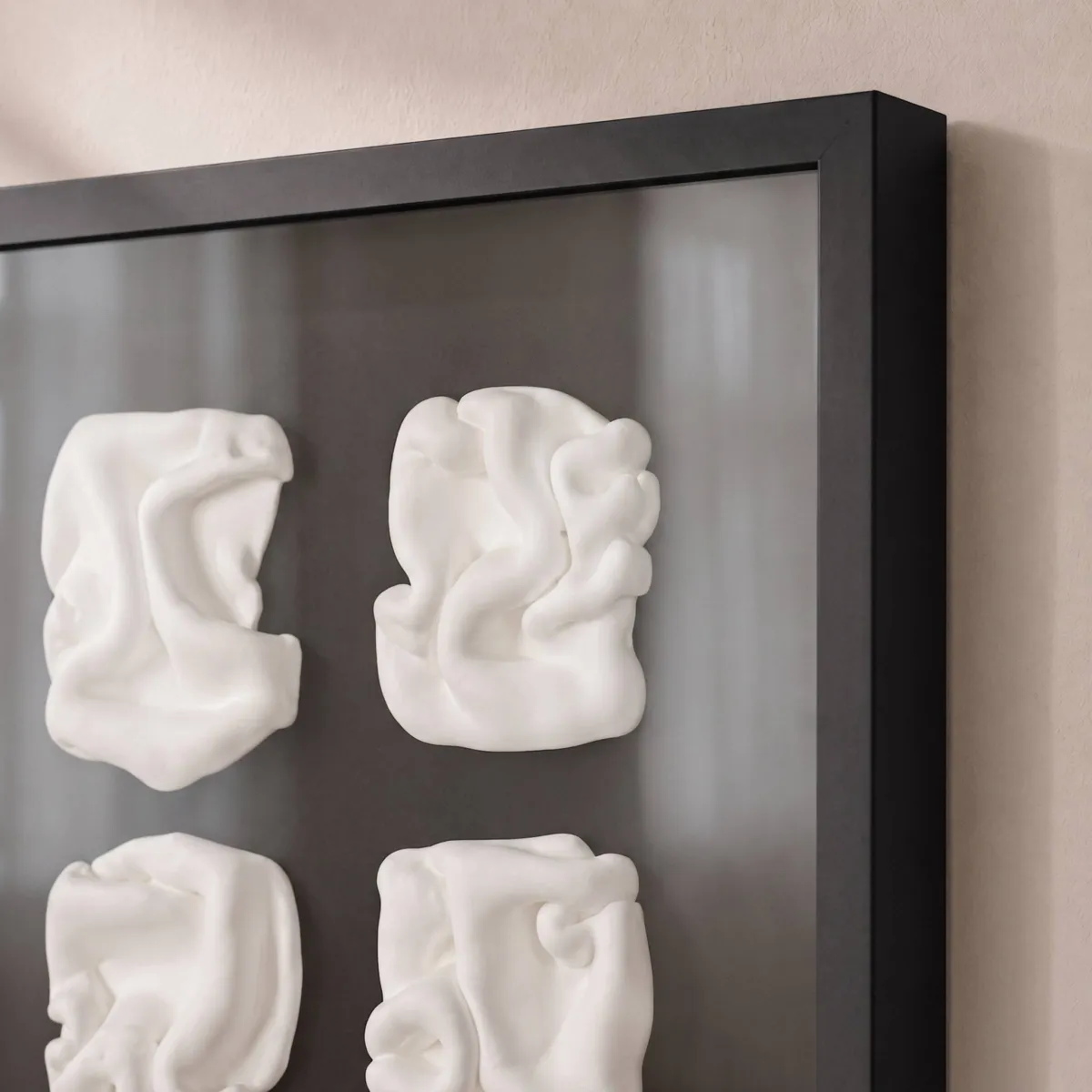 Quadro decorativo in rilievo in argilla (60 x 60 cm) Keid Bianco