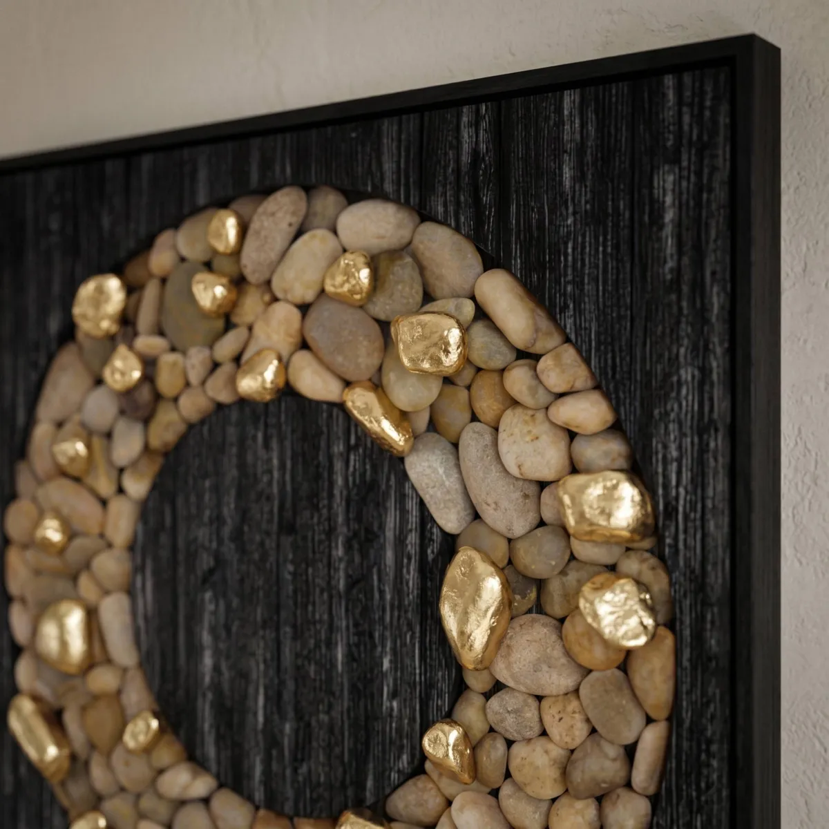 Quadro decorativo a rilievo in pietre (60 x 60 cm) Kuma Marrone