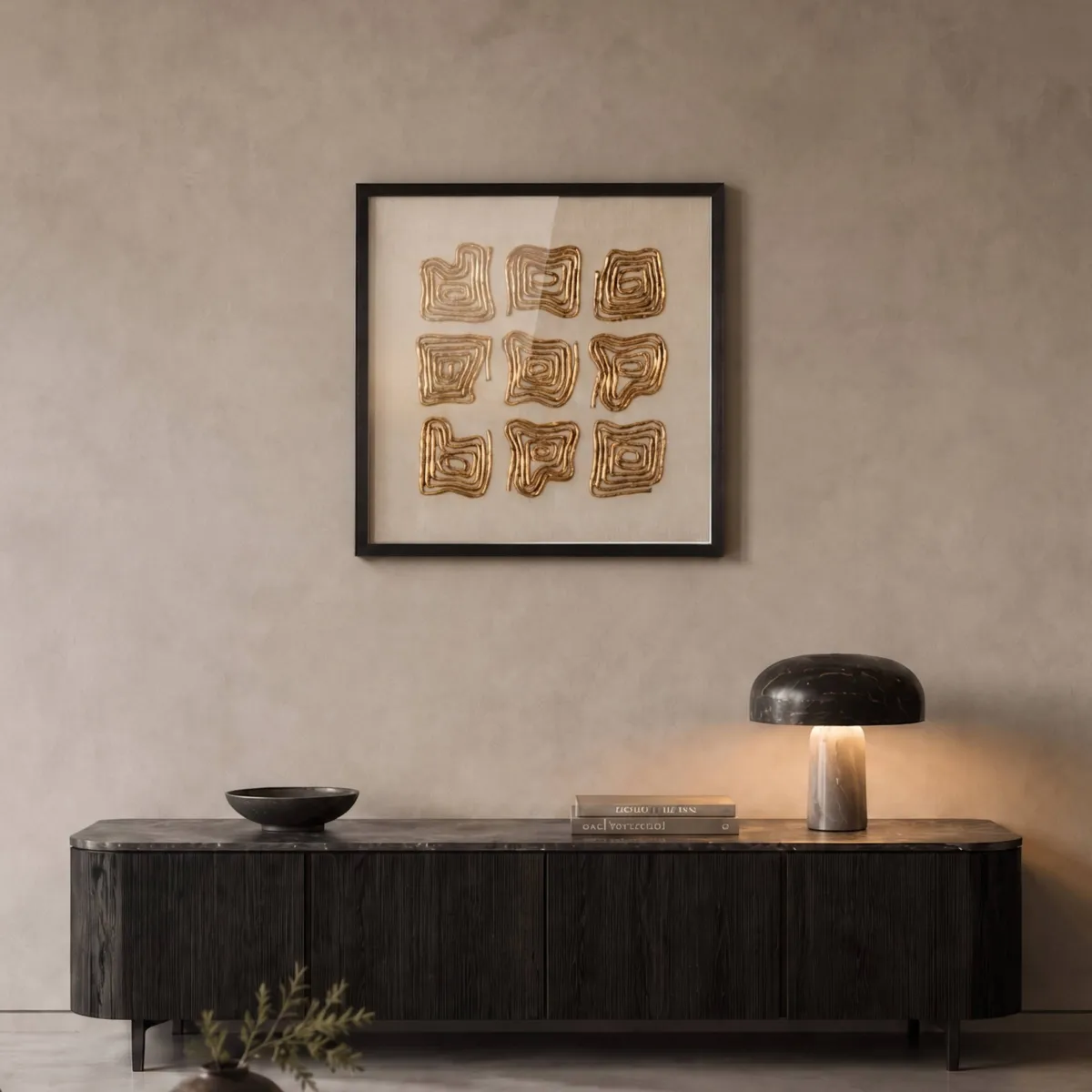 Quadro decorativo in rilievo di carta (60 x 60 cm) Lura Oro