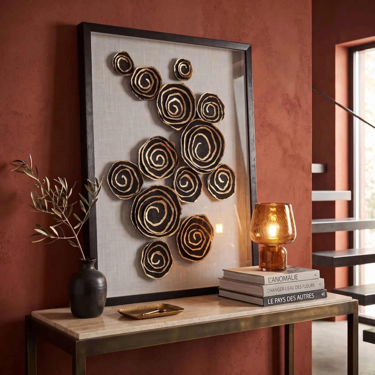 Quadro decorativo rilievo in carta (60 x 80 cm) Nunki Nero