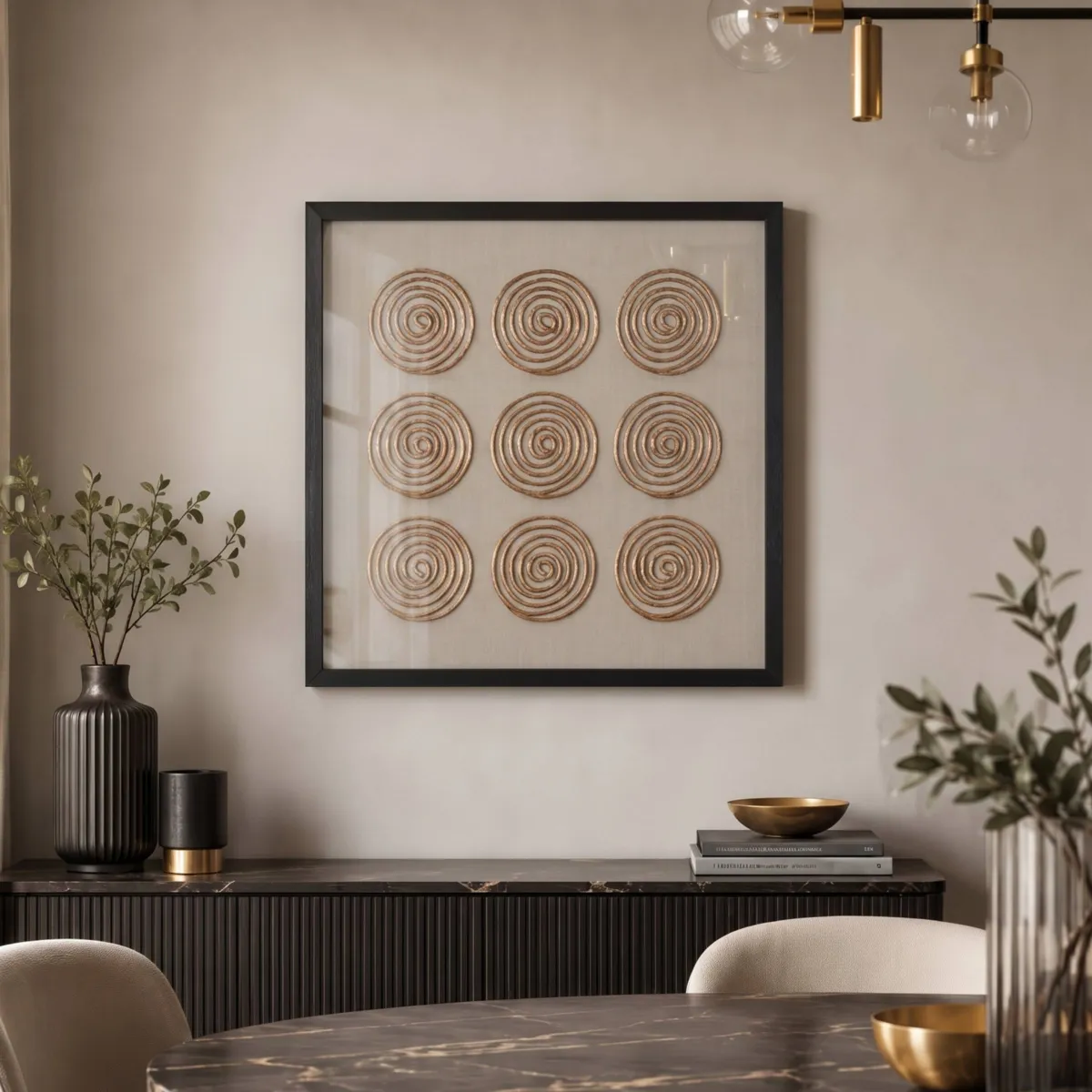 Quadro decorativo rilievo in carta (60 x 60 cm) Rana Oro