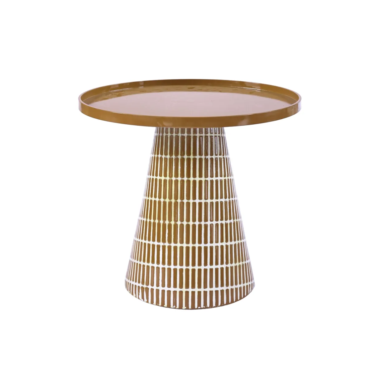 Tavolino d'appoggio rotondo in metallo (H40 cm) Conico Oro