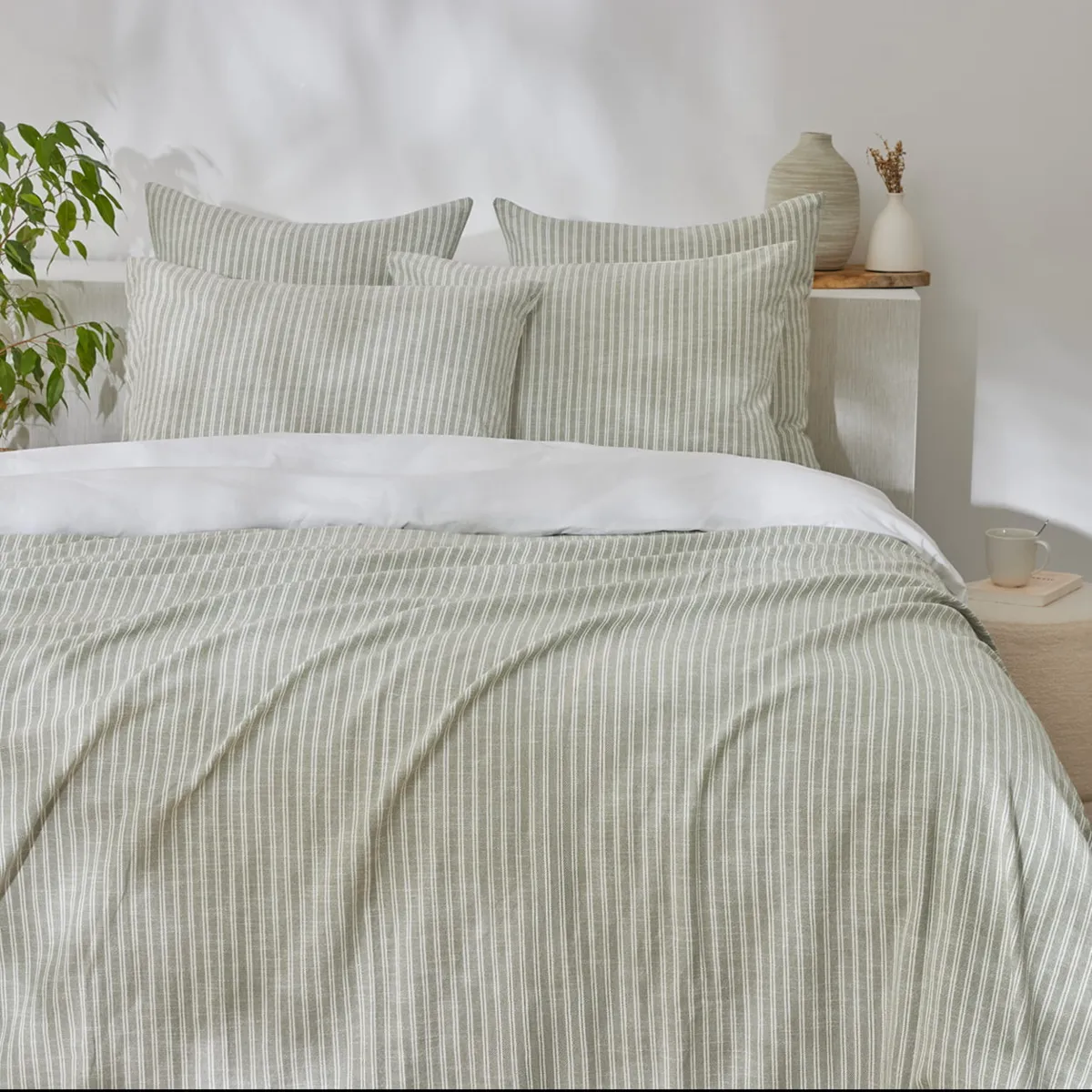 Copripiumino reversibile in cotone testurizzato e percale (240 x 220 cm) Alice Verde