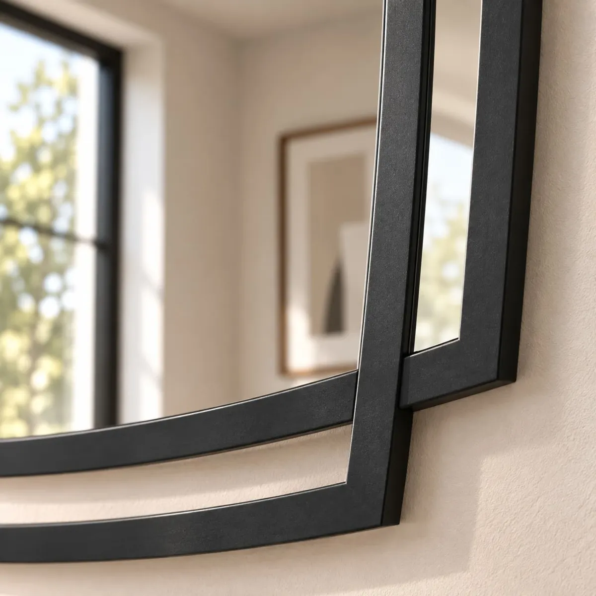 Specchio da parete in metallo (H70 cm) Strate Nero